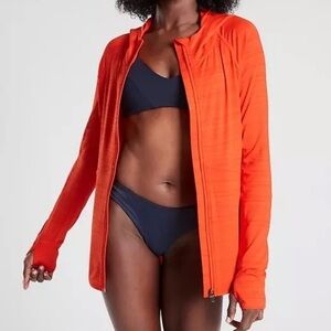 Athleta Pacifica Baja UPF Vermillion Hooded Lightweight Full Zip Jacket Size S